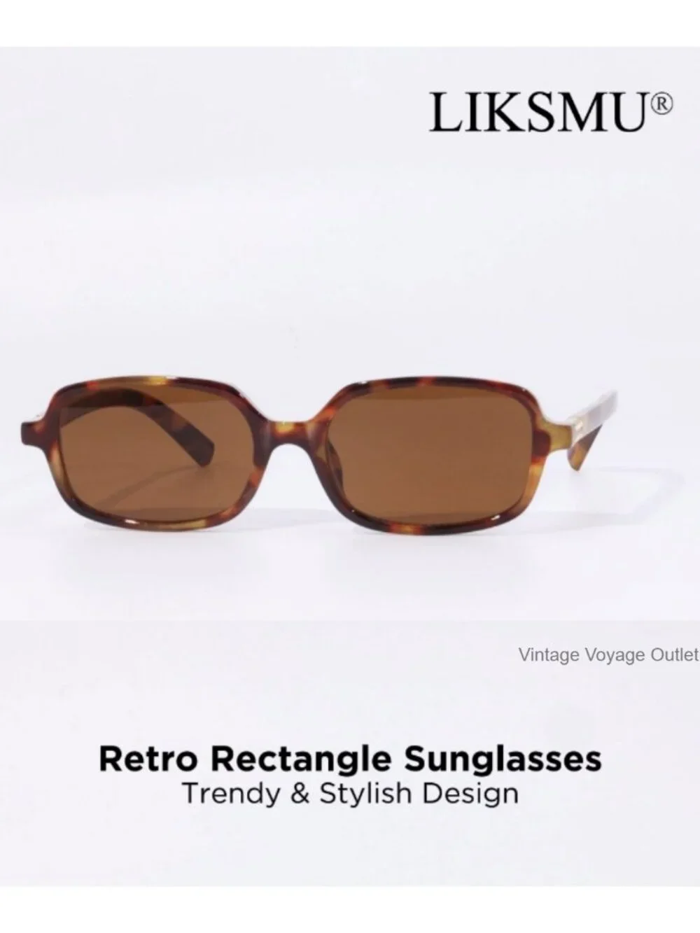 Retro Rectangular Sunglasses with Metallic Accents UV Protection